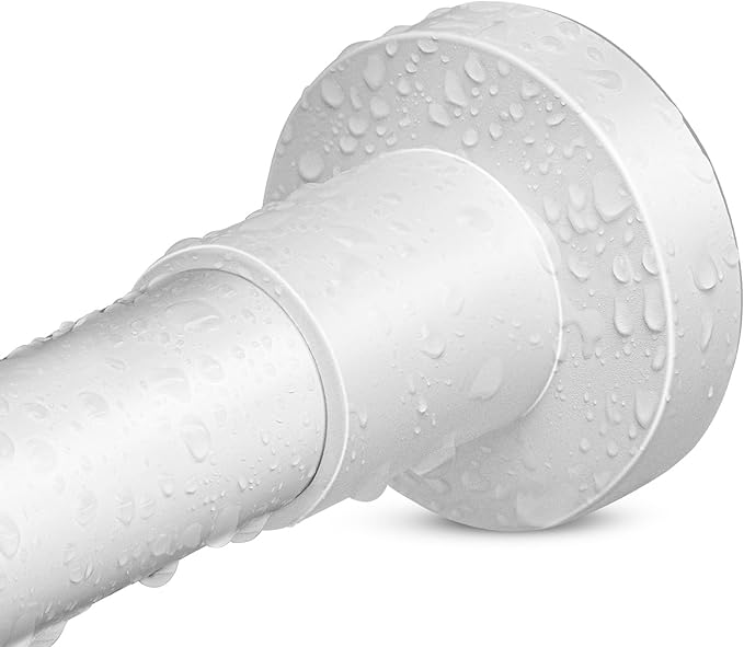 YNL White Shower Curtain Rod 32-94 Inch(2.7-7.8ft), Non-Slip, Never Rust, Stainless Steel No Drill Spring Tension Shower Rod, Adjustable Long Curtain Rod for Bathroom Window Patio