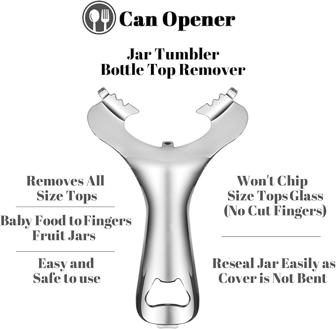Mason Jar Opener No Lid Dents or Damage Multifunctional Jar Opener Easy Twist Manual Handheld Top Remover Bottle Opener Made For Lifetime