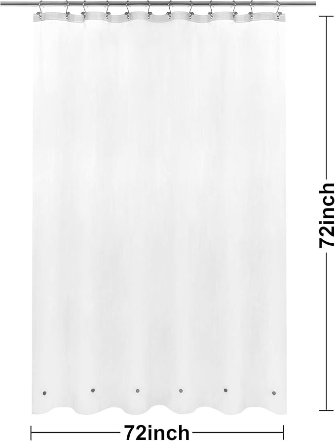 Barossa Design Frosted Shower Curtain Liner with 6 Magnets - Waterproof PEVA Shower Liner for Bath Tub, 72" x 72" Standard Size, PVC Free, Metal Grommets - Frost, 72x72 (Pack of 2)