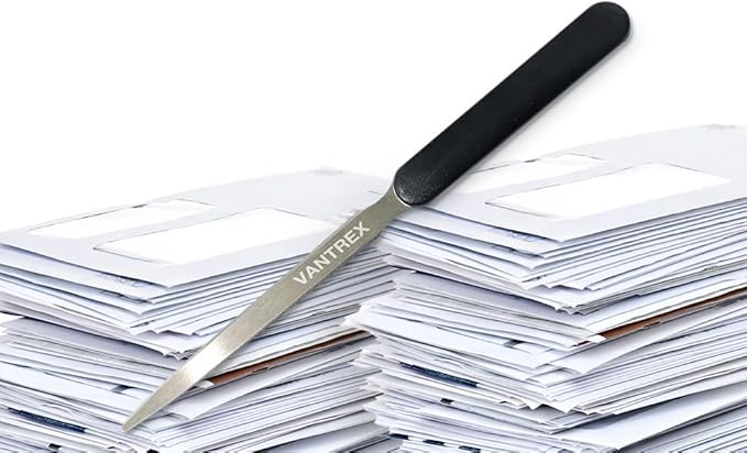 4 Lightweight Stainless Steel Letter Opener, 7.5 Inches Long and One-Piece Construction, Perfect Envelope, Mail and Letter Opener Envelope Slitter for The Home and Office.