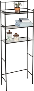 Honey-Can-Do 3-Tier Over-the-Toilet Space Saver Shelf, Black Metal, 23W x 65H x 9.5D in, Freestanding Bathroom Organizer