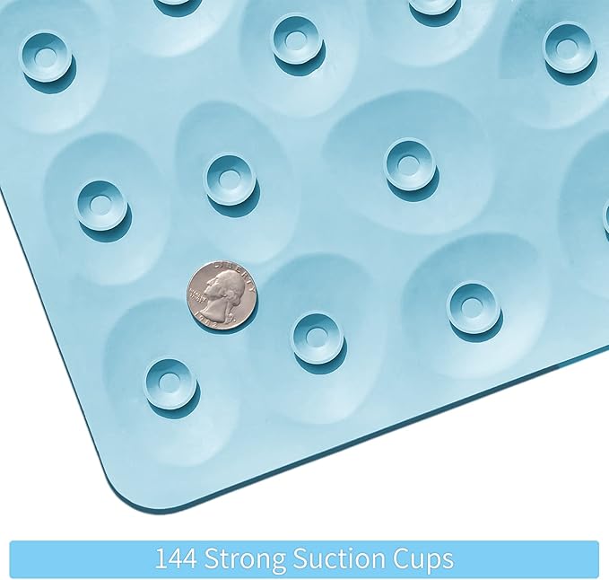 Non-Slip Bathtub Mat OTHWAY Soft Rubber Bathroom Bathmat with Strong Suction Cups (Lake Blue, 16x40 inch)