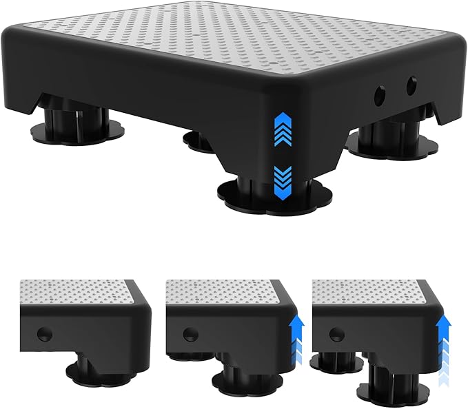 Adjustable Step Stool for Adults, Bed Step Stools, 600 LBS Capacity Safety Wide Step Platform, Indoor and Outdoor Steps for Seniors, Non-Slip Stepping Stool Elderly Assistance, Grey