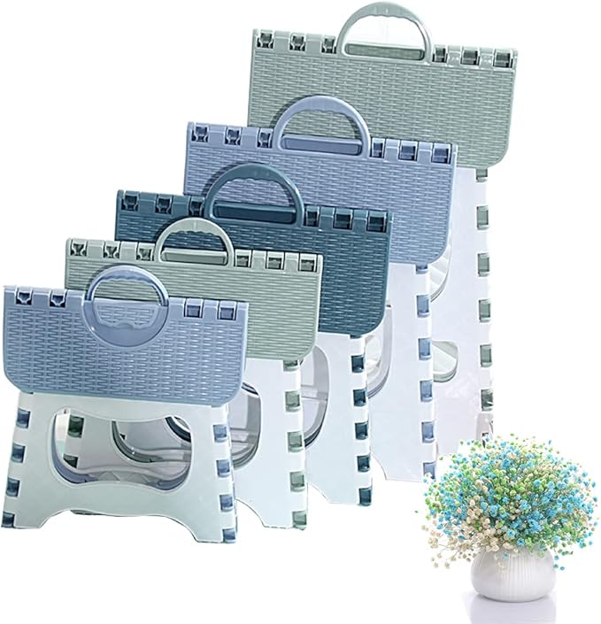 Folding Step Stool Compact Plastic Foldable Step Stool Holds Up to 300 lbs,12 inches,30cm,Non-Slip(Green) 1PCS