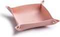 Leather Jewelry Valet Tray for Women and Man, Entryway Table Bedside Nightstand Desk Portable Small Catchall Travel Dish Plate for Key,Wallet,Watch,Phone,Coin(Pink-B)