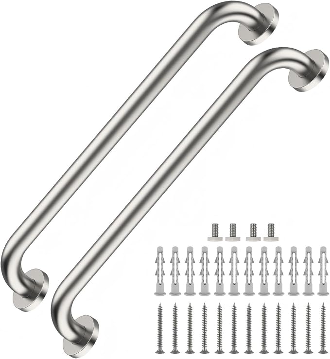 2 Pack 24 Inch Satin Brush Nickel Shower Grab Bar - 1.5" Diameter,ZUEXT Stainless Steel Bathroom Grab Bar, Bath Balance Bar,Safety Hand Rail Support, Handicap Injury Elderly Senior Assist Bath Handle
