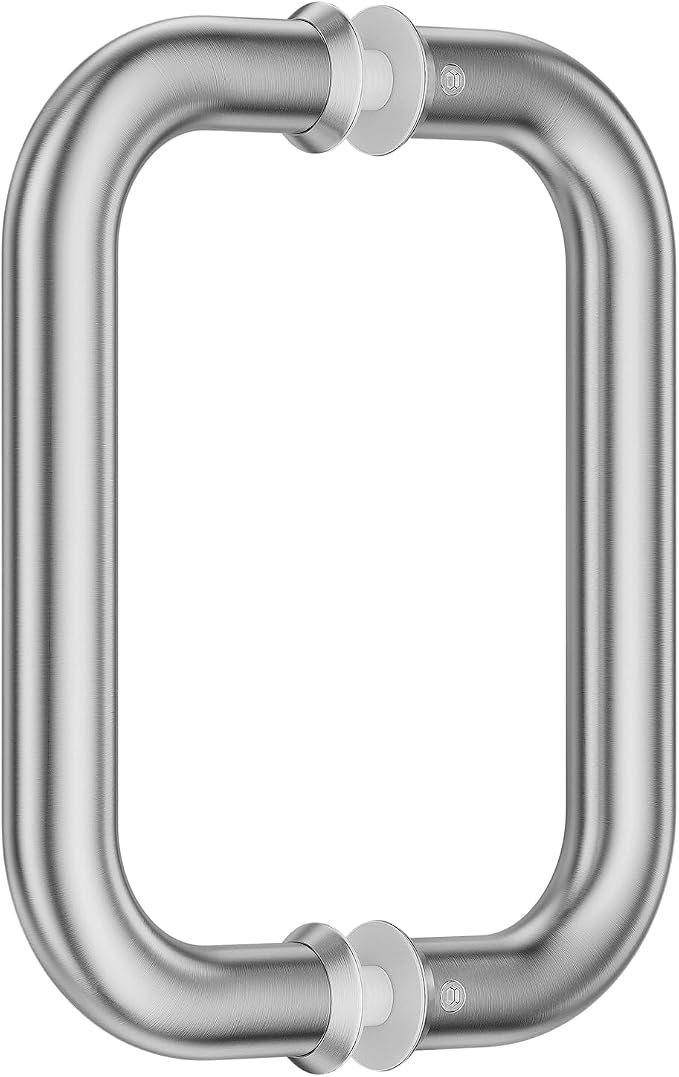 Ranbo Brushed Nickel 6" （CTC） Tubular Back-to-Back Shower Door Handle，Heavy-Duty 1.0mm Thick 304 Stainless Steel, for 1/4"- 1/2" Thick Glass and 1-3/8" - 2-1/6" Thick Wooden or Metal Doors