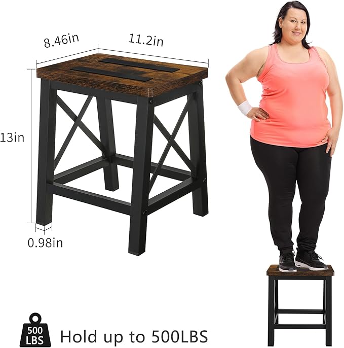 YINMIT Step Stools for Adults and Kids, Wooden Small Step Stool with Non-Slip Feet, Rectangular Stepping Stool for High Bed, Using for Bedroom, Kitchen and Living Room, Hold Up to 500 lbs