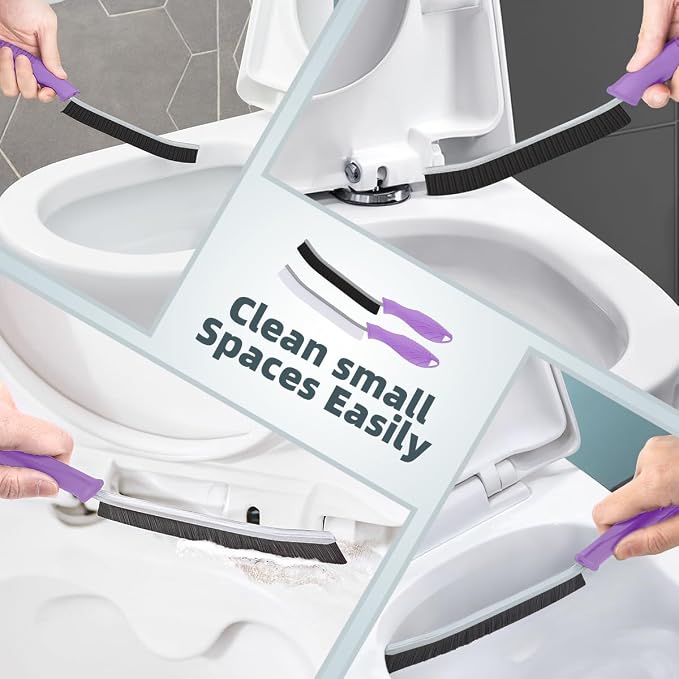 TQRR Toilet Brush, 4Pcs Bathroom Cleaning Brush, Toilet Scrubber, Deep Toilet Bowl Brush with Hanging Hole, Multifunctional Gap Cleaning Brush, Bristles for Kitchen Sinks, Tub,Shower (4, Purple)