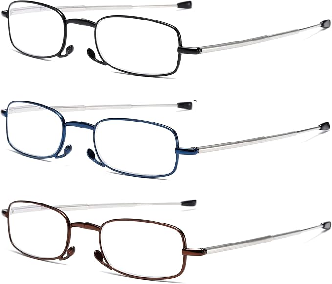 Folding Reading Glasses for Men Women, Keychain Compact Readers Blue Light Portable Pocket Eyeglasses