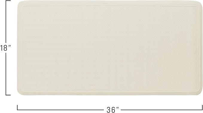 Rubbermaid Commercial Products Bath Tub and Shower Mat, 36-Inch X 18-Inch, White, Extra Long, Machine Washable, Safti-Grip Non-Slip Bathroom Mat with Suction Cups for Home/Hotel/Shower/Bathtub