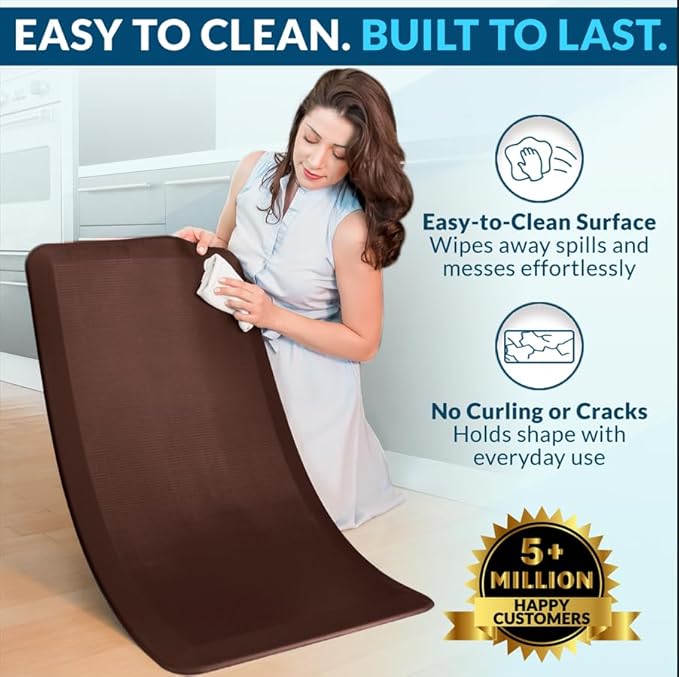 ComfiLife Anti Fatigue Floor Mat – 3/4 Inch Thick Kitchen Mats for Floor, Standing Desk Mat, Kitchen Rug – Comfort at Home, Office – Durable – Stain Resistant – Non-Slip Bottom (20" x 39", Brown)