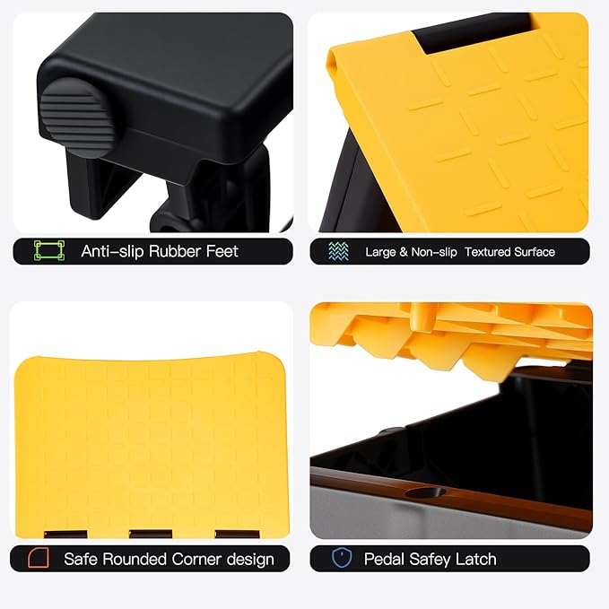 Korpai Folding 2 Step Stools,8" & 17" Dual Heights,Foldable Step Stool for Adults and Kids,Hold up to 250lbs,Collapsible Step Stool for Kitchen Bedroom Office Bathroom RV, Yellow