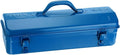 HARFINGTON Tool Box 16.5" Portable Steel Tool Box Hip Roof Style with Metal Latch Closure Tool Chest for Household Workshop Car, Blue