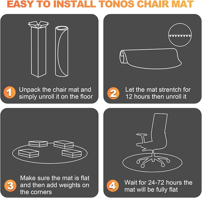 Chair Mat for Carpet- Low Pile (1/4" Thick) Carpet Protector for Office Gaming Computer Desk Chair. Heavy Duty Desk Chair Mat for Carpeted Floors, Semi Transparent (Round-39in)