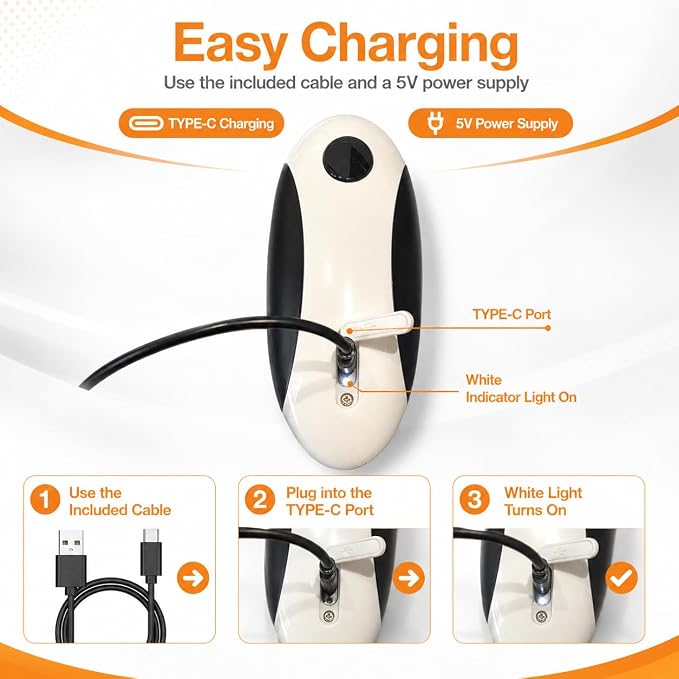 Rechargeable Electric Can Opener - One Touch Automatic, Hands Free Operation Easy Grip for Seniors & Arthritis, Works with All Cans - Cordless, No Sharp Edges