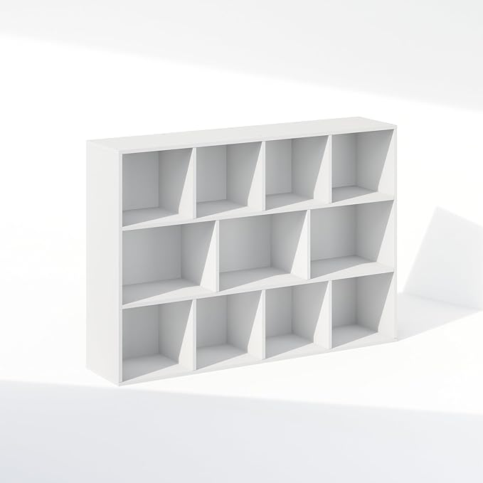 Furinno Reed Closet Organizers and Storage, 11-Cube Closet Organizer, Open Shelf Closet Storage, for Wardrobe, Bedroom, Living Room, White