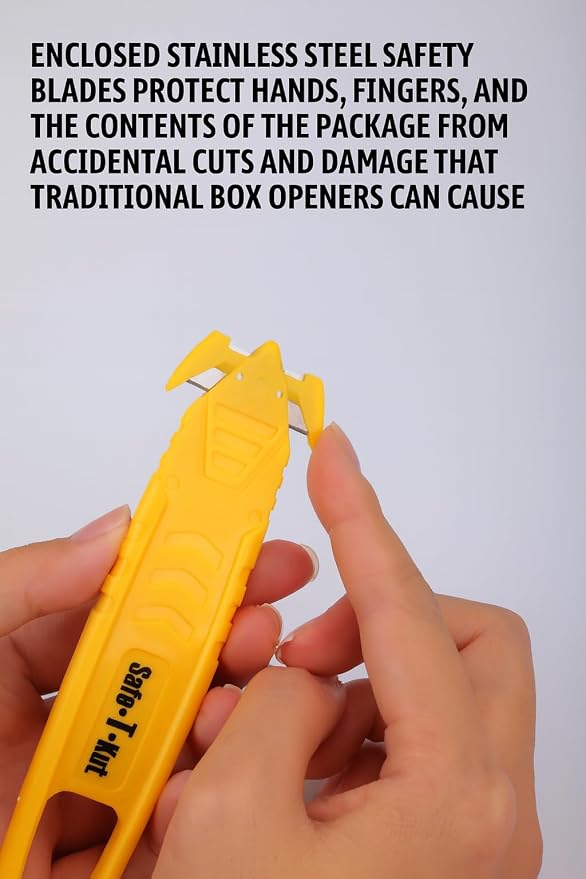 Safe•T•Kut Safety Box Cutter 20 Pack – Enclosed Blade Utility Knife for Opening Boxes, Packaging, Plastic Wrap, Tape & Zip Ties