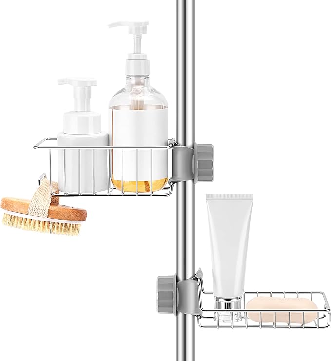 Clawfoot Tub Caddy(Shower Rod Not Included) - Stainless Steel Shower Shelves and Soap Caddy