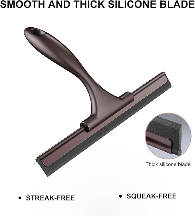 SetSail Squeegee for Shower Glass Door Stainless Steel Shower Squeegee for Glass Doors All-Purpose Window Squeegee for Car Windshield Cleaning 10 Inches,Bronze