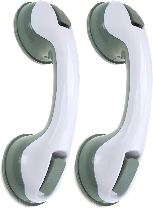 Non-Slip Suction Grab Bar.for Extra Stability in Showers, Bathtubs and Toilets.Suction Grab Bar for People with Disabilities, Elderly Individuals, Pregnant Women, and Children.12 Inch,Green.(2-Pack)