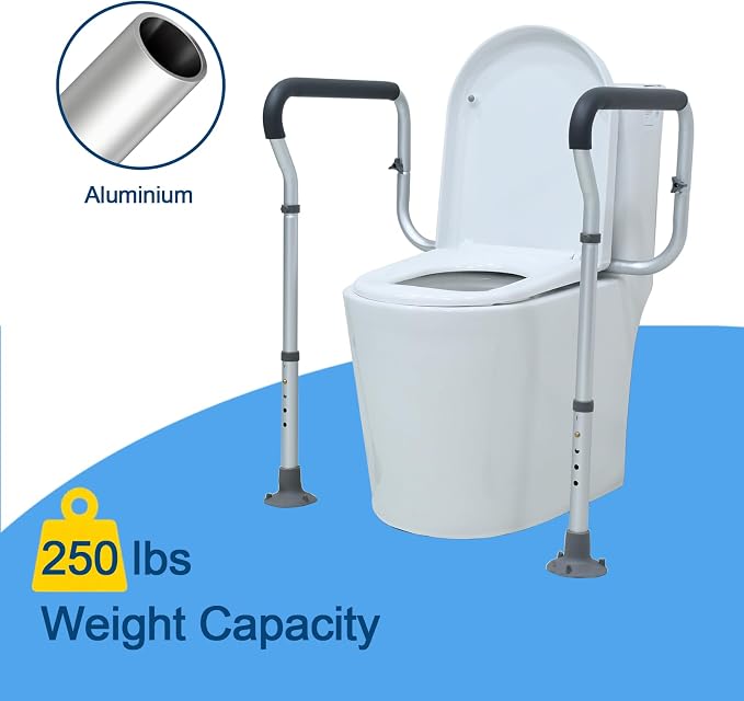 Loyoda Toilet Handle Height-Adjustable Leg Toilet Safety Frame Medical Grade Aluminum Alloy Sturdy Toilet Safety Rail Provides Support for Seniors, Disabled and Pregnant Women