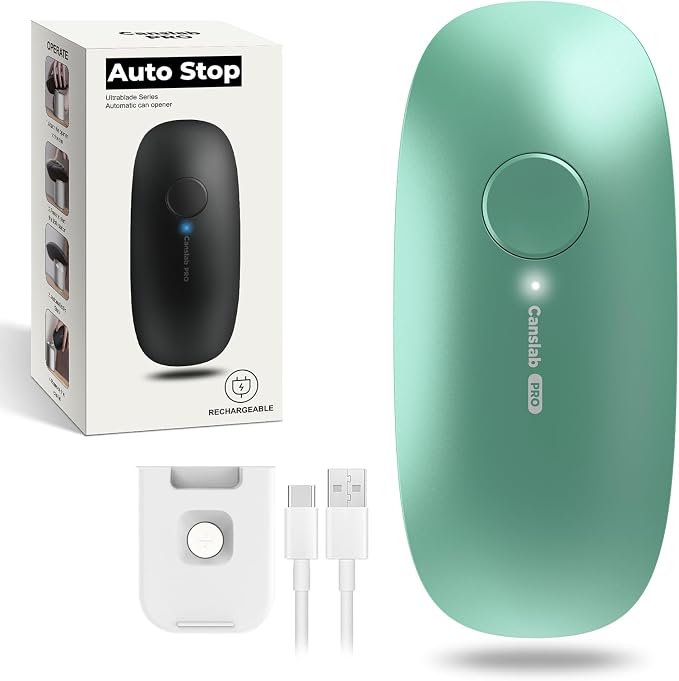 Canslab Ultrablade PRO Auto Stop USB Rechargeable Can Opener for Kitchen for Seniors with Arthritis, Long Battery Life, Handfree One Touch, Side Cut for Smooth Edge, Wall Mounted Small Size, Green