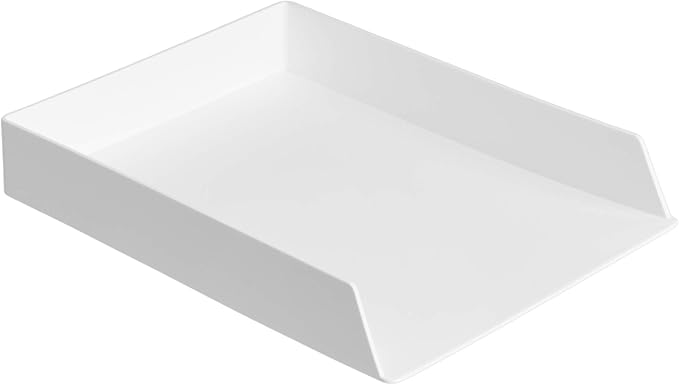 Amazon Basics Rectangular Plastic Desk Organizer Bundle, 3 Pieces Letter Tray and Accessory Tray for Office Supplies, Document Organization, Workspace Storage, 10 x 13.4 inches, White