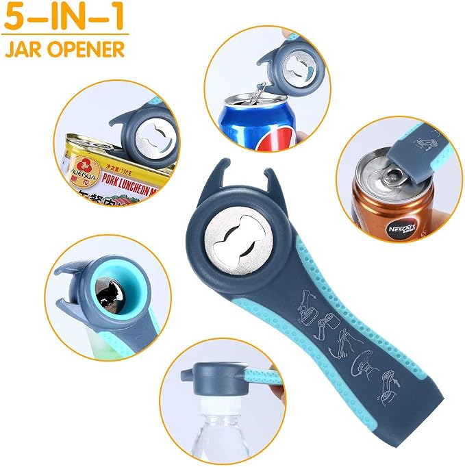 Jar Opener Bottle Opener and Ring Pull Can opener for Seniors, Arthritis Hands and Anyone with Low Strength, Arthritis Jar Openers Get Lids Off Easily