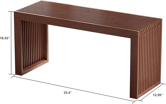 APRTAT Bamboo Dining Bench, 35 inch Farmhouse Decor Indoor Kitchen Table Bench, Entryway Shoe Rack Bench, Outdoor Bench, Solid Bamboo Benches for Living Room, Hallway, Bedroom, Bathroom (Brown, Long)