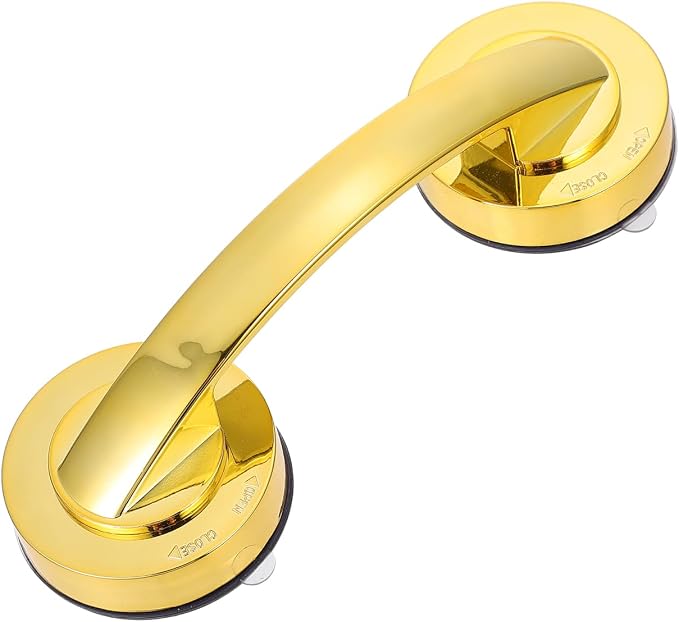 VOSAREA Golden Grab Bars for Shower, Heavy Duty Suction Cup Shower Handle, Reusable Bathroom Safety Grab Bars for Seniors and Elderly