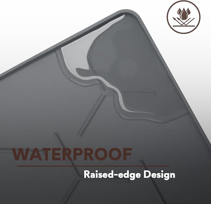 Garoopion Cat Litter Box Mat, Large 34.05×22.5 inch Cat Litter Mat, Waterproof Silicone Pad for Floor, Dark Gray