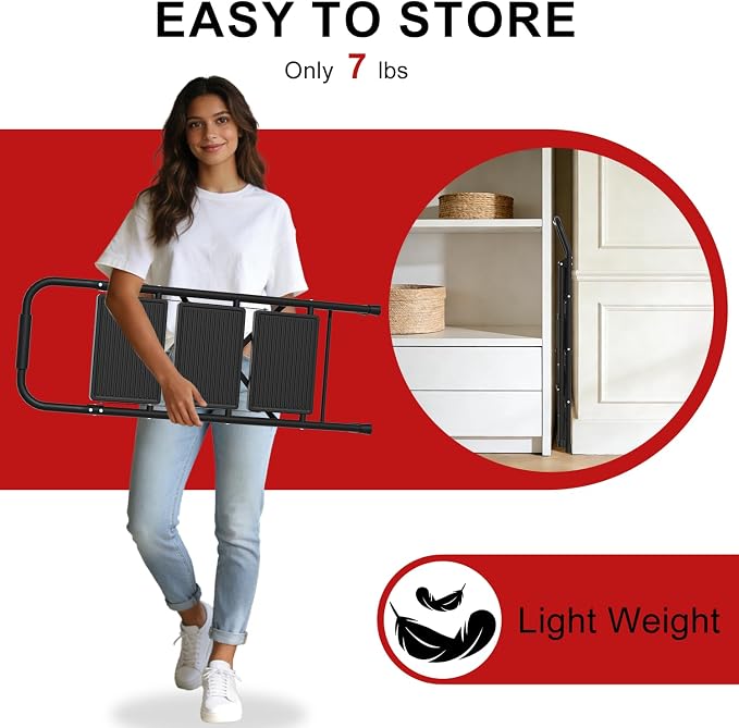 3 Step Ladder Folding 330lbs Anti Slip，Foldable Ergonomic with Wide Pedal for Home, Kitchen, OfficeMatte Black