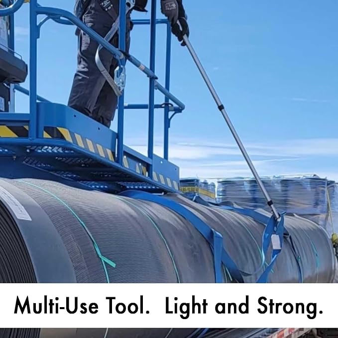 GRAB-IT 6 ft Truck Cargo Retriever | Heavy Duty Grabber Reach Tool - 110 Pound Pull | Includes Vehicle Debris and Snow Broom | Rust Resistant Aluminum and Stainless Steel (Pole, Hook & Broom)