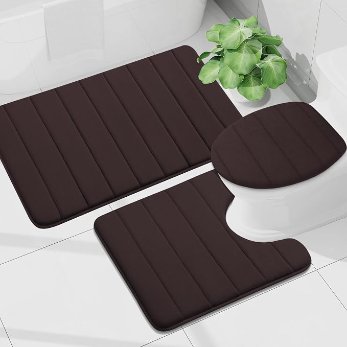 Buganda Memory Foam Bath Mat, 50" x 30", Ultra Soft and Non-Slip Bathroom Rugs, Water Absorbent and Machine Washable Bath Rug Runner for Bathroom, Shower, and Tub, Brown