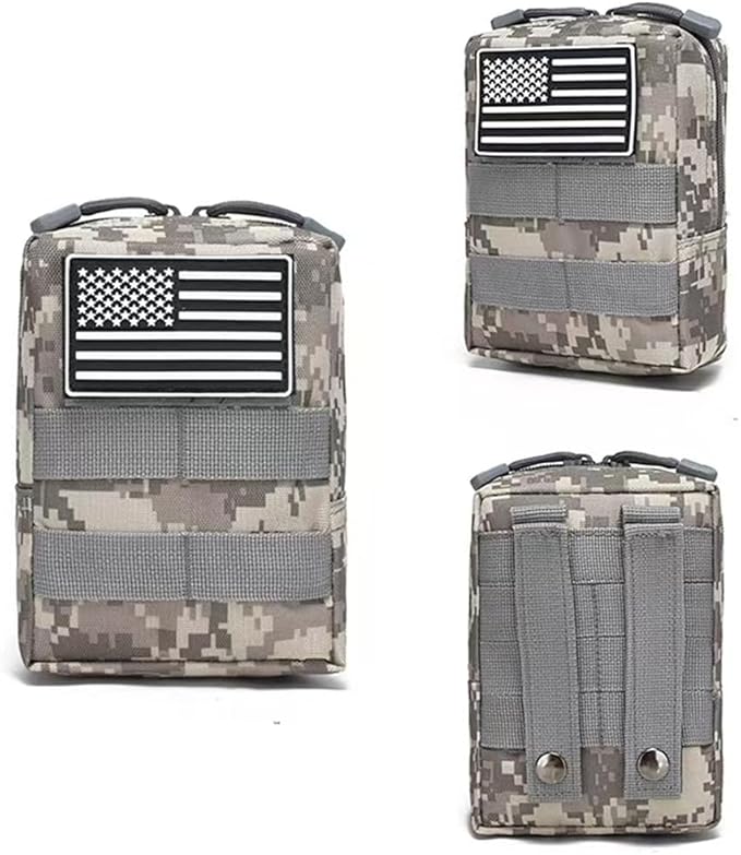 2 Pack Tactical Molle Pouches Small Molle Utility Pouch Small Tactical Accessory Bag Belt Pouches Vest Pouch Compact Water-Resistant EDC Pouch with Flag Patch