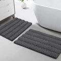 Turquoize Chenille Bathroom Rugs Set Non-Slip Bath Mats for Bathroom Extra Soft and Absorbent Shaggy Bath Mats for Bath Room Floor Indoor Mat for Kitchen/Entryway (20" x 32" and 17" x 24"), Gray