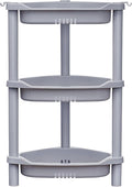 ELYKEN 3 Tier Shower Caddy Organizer Shelf Corner, 14.4 x 11.2 x 22.4 Inches, Rustproof, Plastic Shower Rack Stands for Inside Bathroom, Bathtub, Shower pan, Grey
