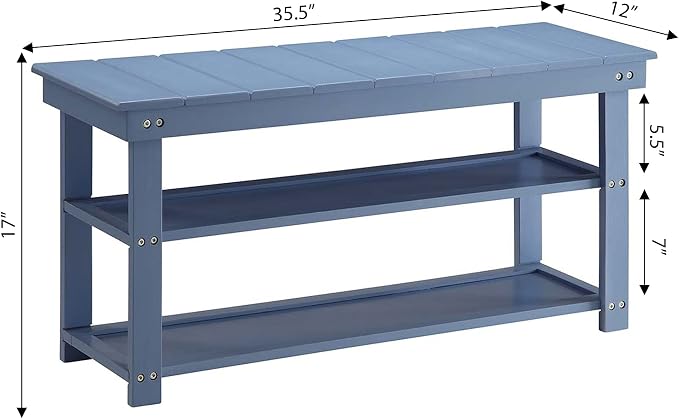 Convenience Concepts Oxford Utility Mudroom Bench, Blue