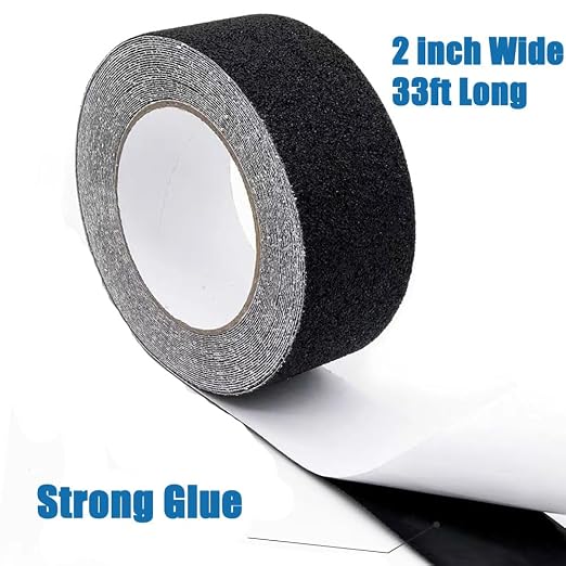 Grip Tape Anti Slip Tape 2 Inch, 33 Feet, Black Heavy Duty Non Skid Tape for Stairs Outdoor/Indoor, Waterproof Safety Adhesive Strips Roll for Ramp Traction Tread Staircases, 80 Grit