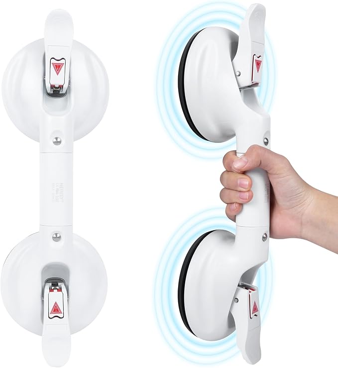 15inch Suction Shower Grab Bar, Portable Shower Handle Bar Suction Grip Bar Bathtub Handle with Strong Hold Suction Cup Fitting and Rapid Release for Bathroom(Max Capacity :300lb