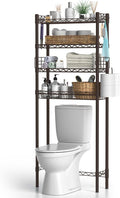 Hodonas Over Toilet Storage Shelf, 4-Tier Bathroom Organizer Storage Shelves Over The Toilet, Adjustable Over The Toilet Shelf Above Toilet Rack Freestanding Bathroom Space Saver Over Toilet, Espresso
