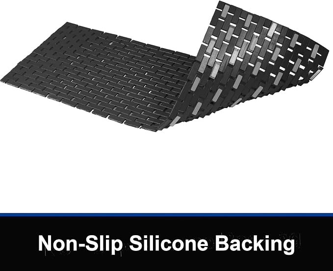 Bambo Bath Mat Bathroom Runner Long Large Rugs Floor Wood Shower Bathtub Waterproof Non Slip Accessories 16x48 Inch Easy to Clean,Black,1 pc