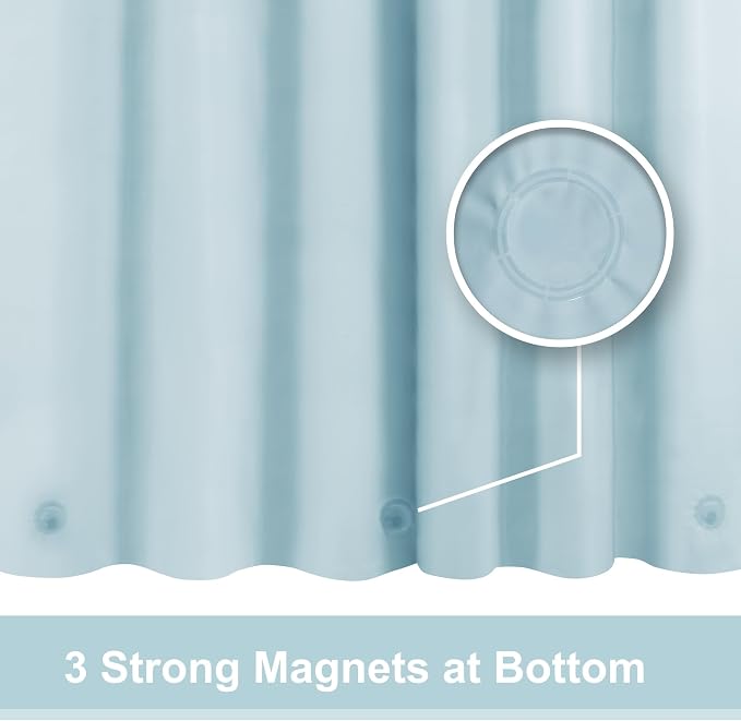 Light Blue Shower Curtain Liner - Premium PEVA Shower Liner for Bathroom, BPA & PVC Free, No Chemical Smell, Lightweight Standard Size Bath Curtain with 3 Magnets, Metal Grommets - Light Blue
