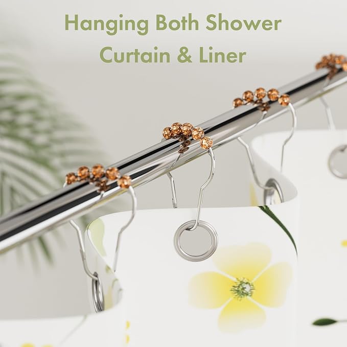 Amazer Shower Curtain Hooks, Decorative Shower Curtain Hooks, Amber Shower Curtain Rings Rustproof Stainless Steel Shower Hooks for Shower Curtain Liner Shower Rod Hook 12pcs