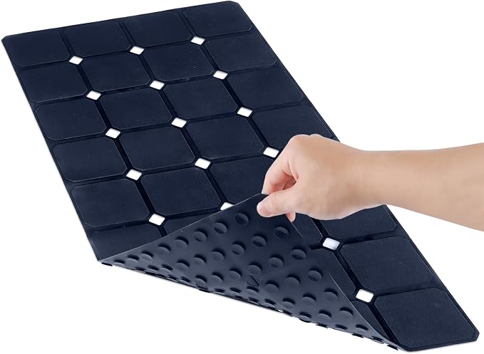 Silicone Bathtub Mat 15" x 28" – Non-Slip Foldable Tub Mat with Strong Suction Cups & Large Drain Holes, Durable & Eco-Friendly, for Smooth Surfaces, Ideal for Seniors, Adults, Navy