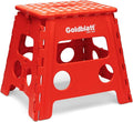 Goldblatt 12.5" Folding Step Stool 1-Pack for Adults and Kids, Lightweight Heavy-Duty Plastic Portable Foldable Stool with Non-Slip Top and Anti-Skid Feet, 300 lbs Capacity, Kitchen & Bathroom, Red