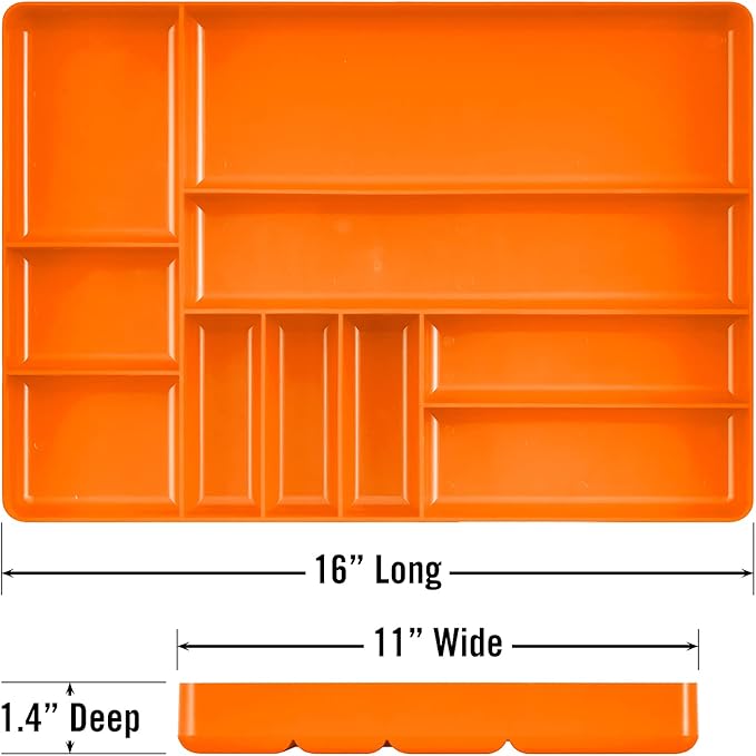 Ernst Manufacturing Tool Garage Organizer Tray, Orange, 10-Compartments