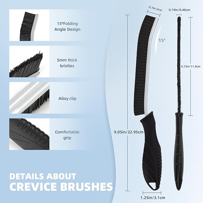 TQRR Hard Bristle Crevice Cleaning Brush-Thin Gap Scrub Brush, Small Cleaning Brush, Grout Brush, Kitchen Brush, Cleaning Tools for Toilet, Bathroom, Sink, Home, Household, Window (6, Black)