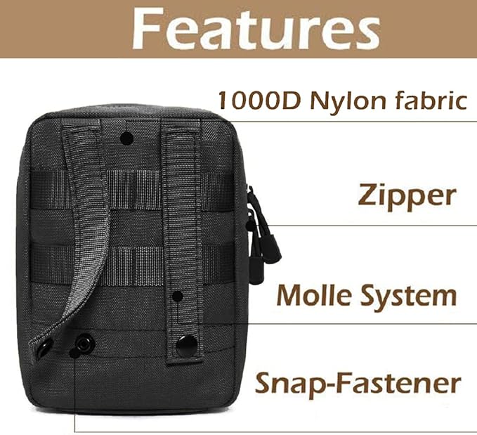 GHFY First Aid Pouch EMT IFAK Medical Pouchs, Tactical MOLLE Utility Empty Pouch (Black)